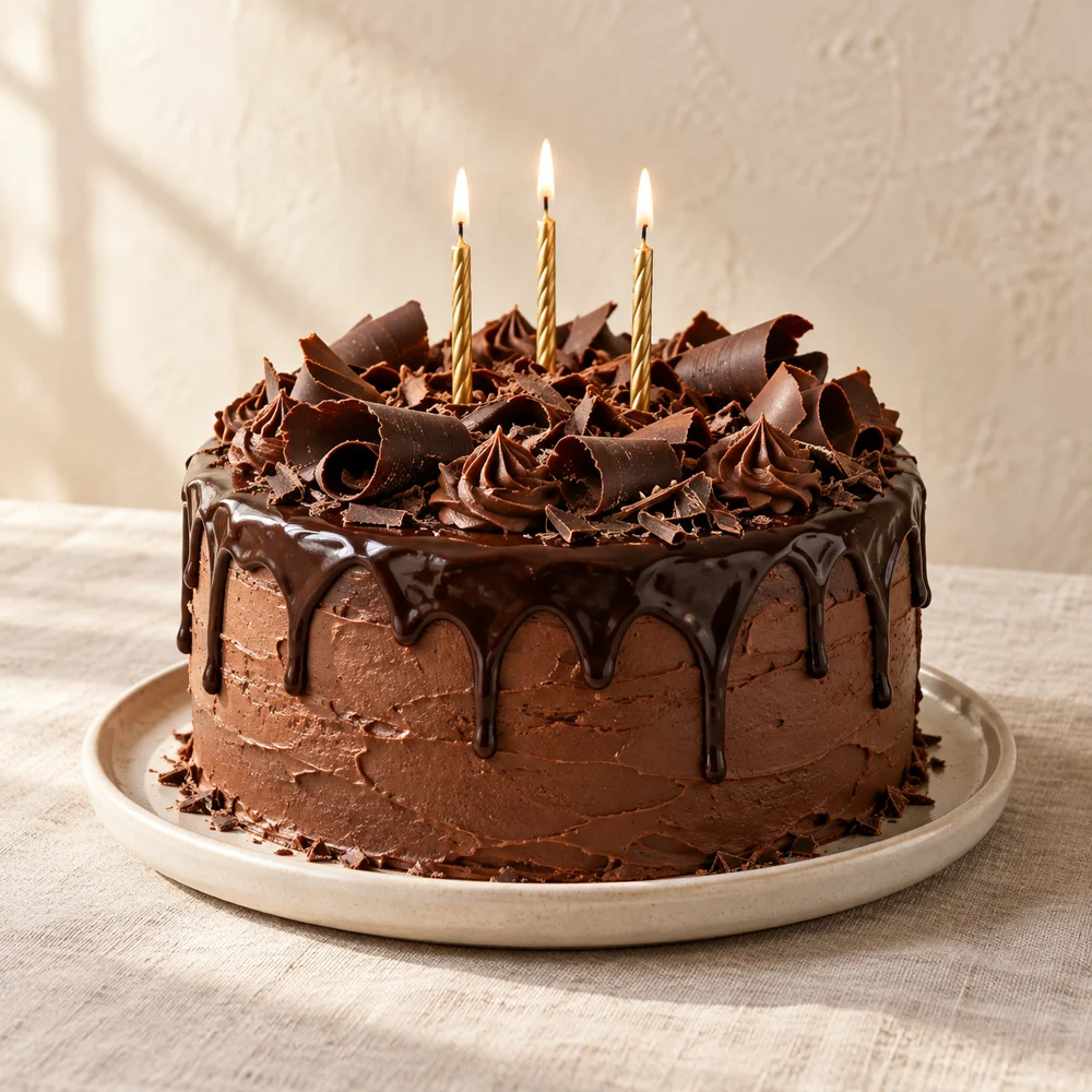 Pastel de chocolate de fiesta con velitas